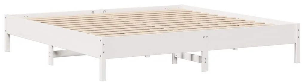 Cama sem colchão 200x200 cm madeira de pinho maciça branco