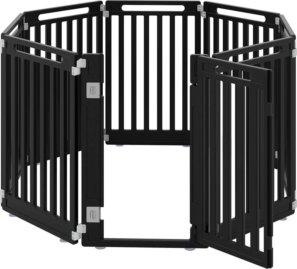 Parque Modular para Cães, 53 x 81 cm, Fecho Duplo, Preto