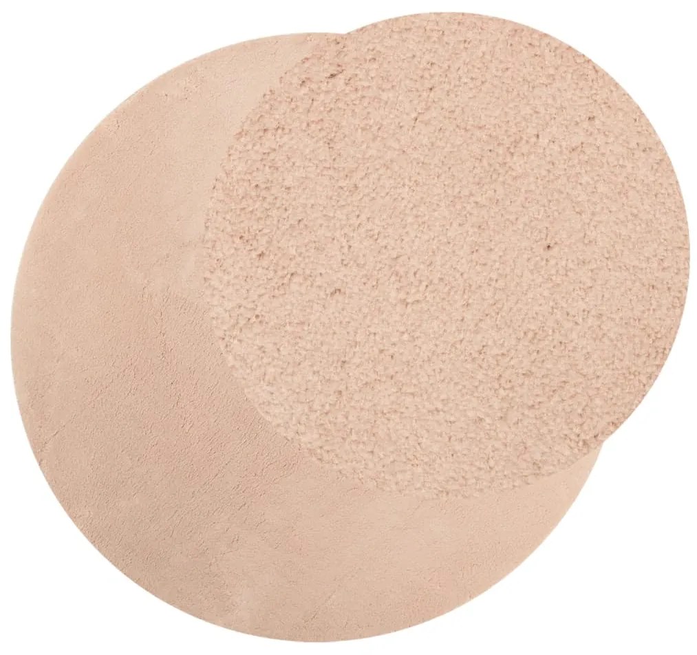 Tapete pelo curto macio e lavável HUARTE Ø 80 cm rosa-pálido