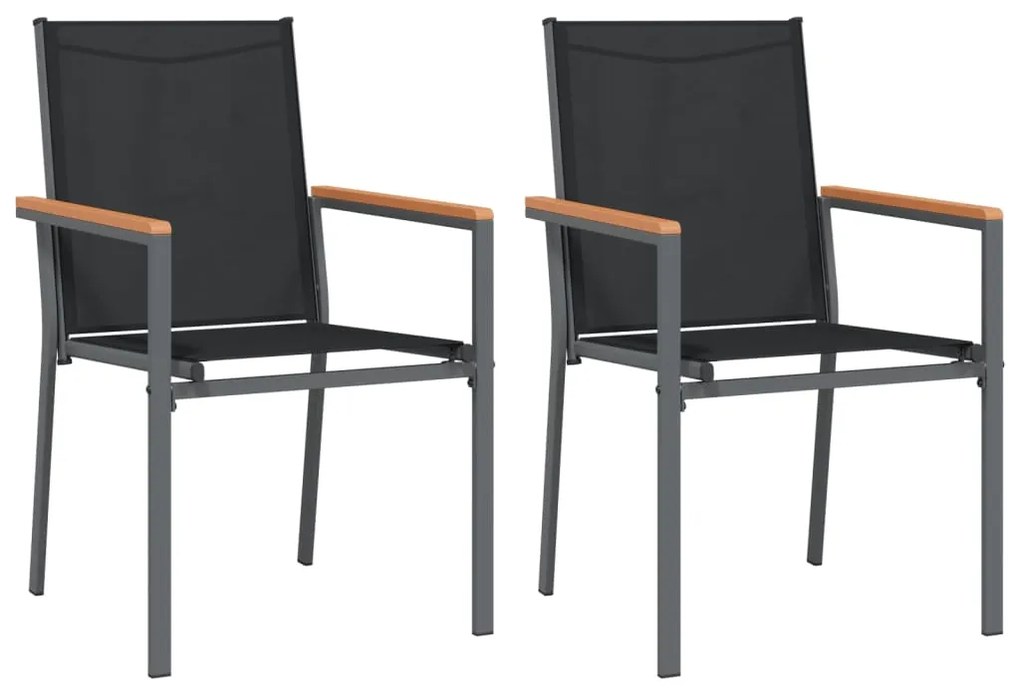 3 pcs conjunto de jantar para jardim textilene e aço preto