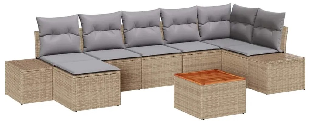 Conjunto de Sofá de Jardim com 8 Peças e Almofadas Beijinho em Rattan