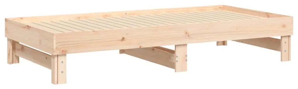 Sofá-cama de puxar 2x(75x190) cm madeira de pinho maciça