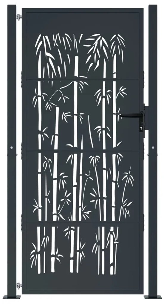 Portão de jardim 105x180 cm aço design bambu antracite