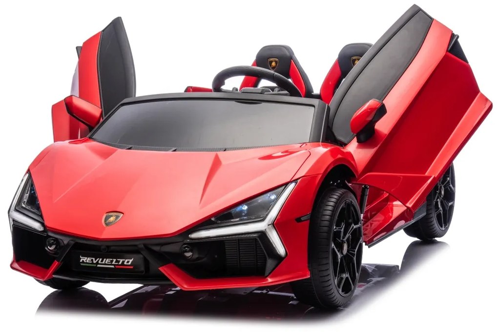 Carro elétrico para Crianças 2 Lugares Lamborghini Revuelto XL 24V 4x4 Rodas Espuma EVA, Assento Couro ecológico Vermelho