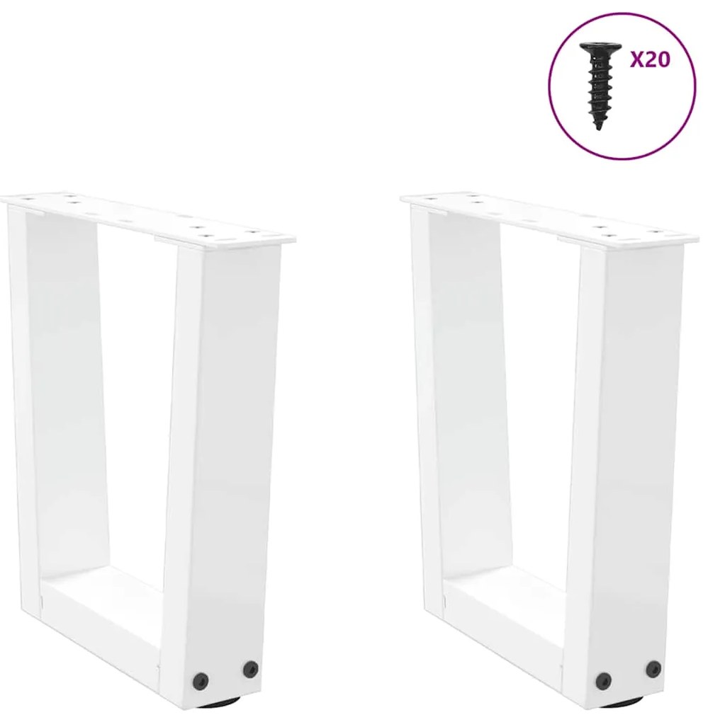 Pés para mesa de centro em V, 2 peças, branco, 40x(30-31,3) cm, aço