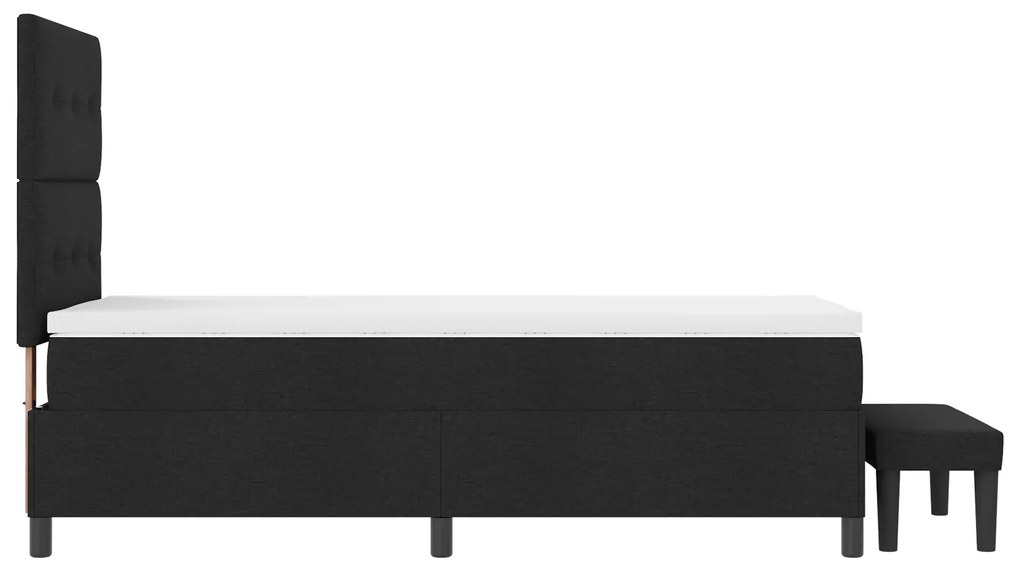 Cama Box Spring com Colchão e Banco Preto 90x200 cm Tecido