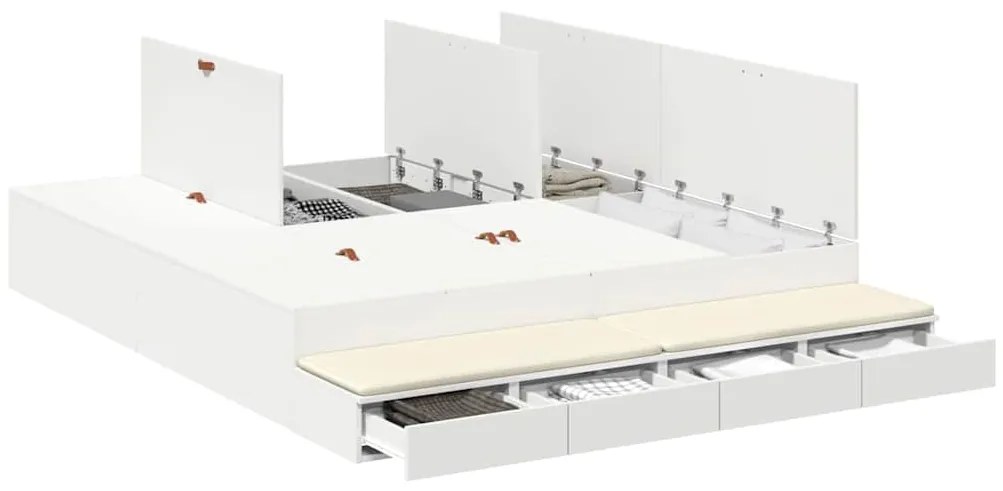 Cama de Armazenamento Branca 200x200 cm