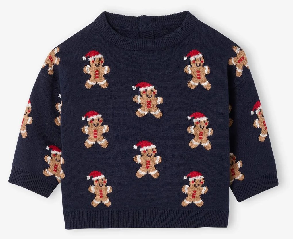 Camisola de Natal em jacquard, para bebé menino marinho
