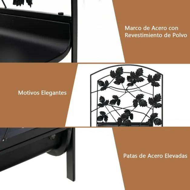 Estante para lenha de aço de alta resistência Capacidade de carga 50 kg Suporte para lenha para fogão Braseira Uso interno Externo