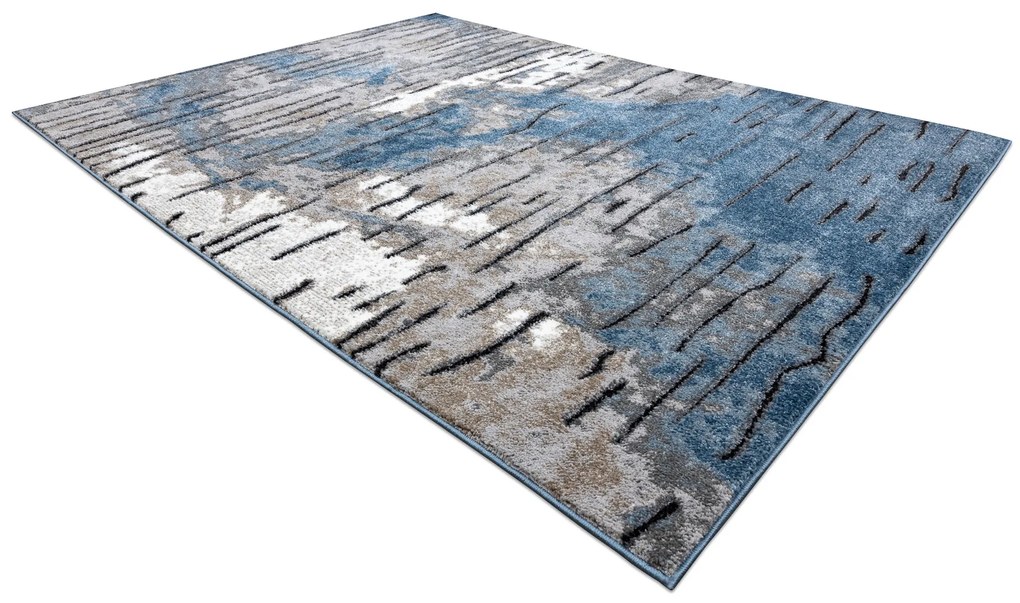 Tapete moderno COZY 8876 Rio - Structural dois níveis de lã azul
