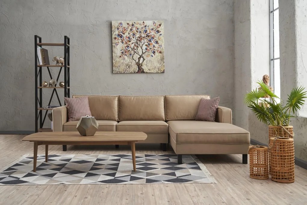Sofá de Canto Kale – Creme – 258x83x181 cm