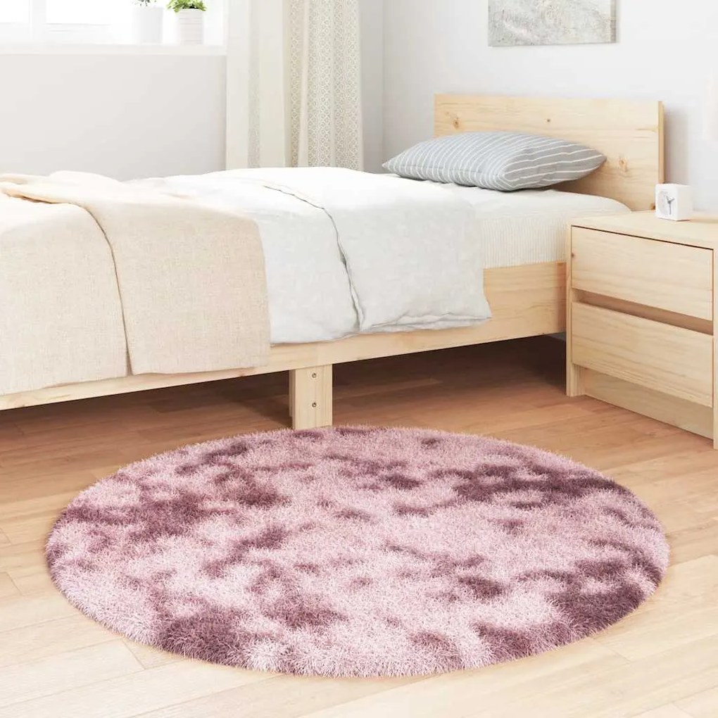 Tapete shaggy de pelo alto NAVARRA 100x100 cm rosa empoeirado