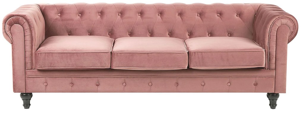 Conjunto de sofás com 4 lugares em veludo rosa CHESTERFIELD Beliani