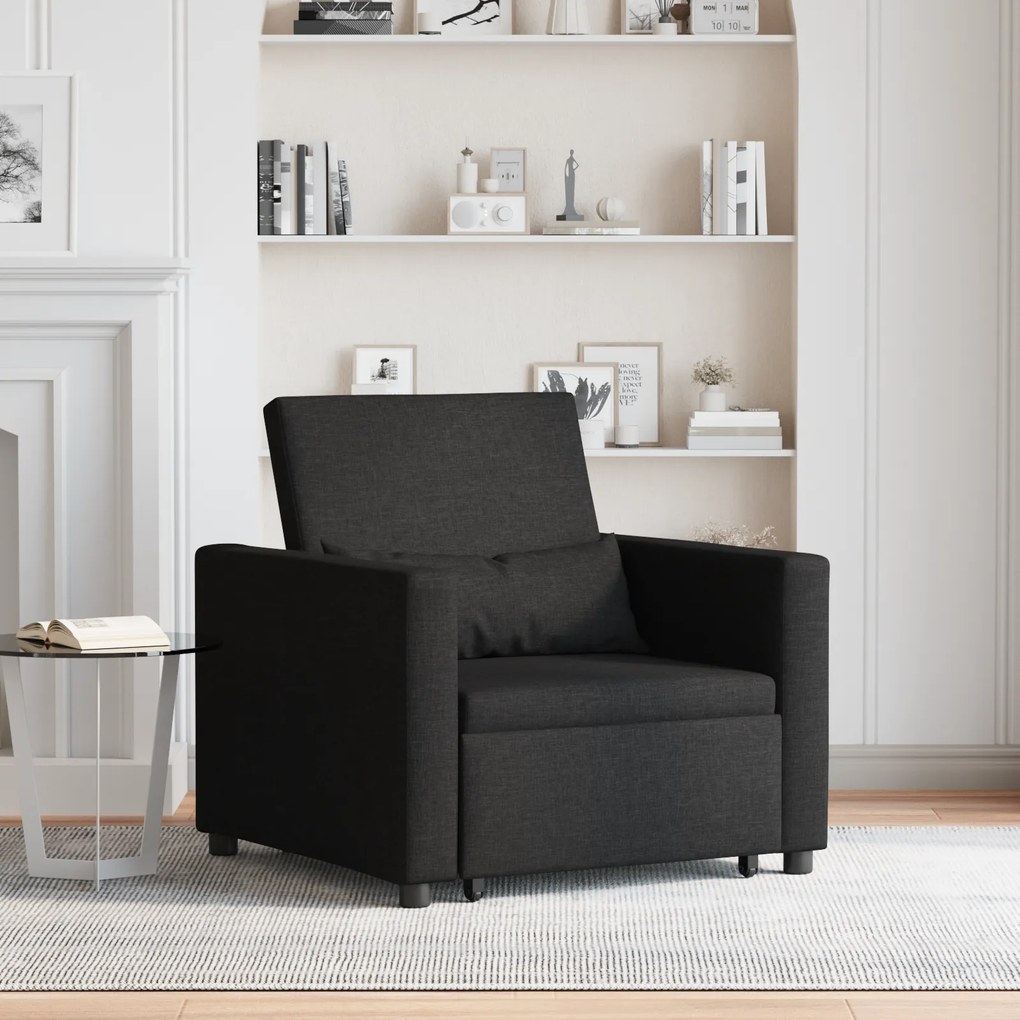 Sofá-Cama Convertible 3 em 1 Preto