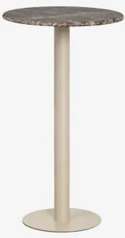 Mesa Alta De Bar Redonda Ø60 Cm Em Pedra Natural Xiren Beige Tapioca & Mármore Castanho Emperador - Sklum
