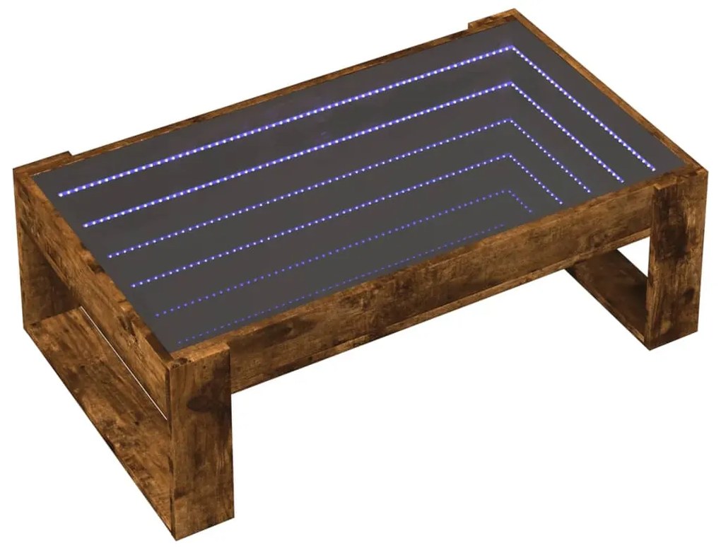 Mesa de centro luzes LED Infinity 90x53x30 cm carvalho fumado