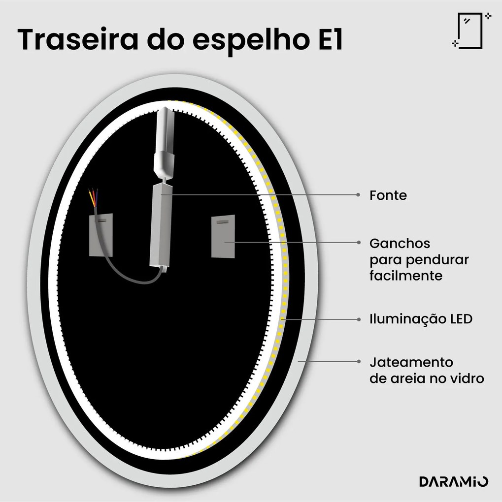 Espelho redondo com luz E1