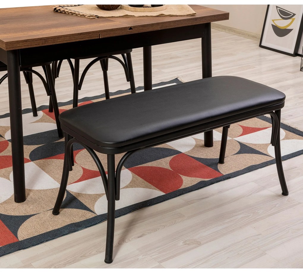 Conjunto de Mesa de Jantar Extensível Oliver – Preto – 120x77x75 cm