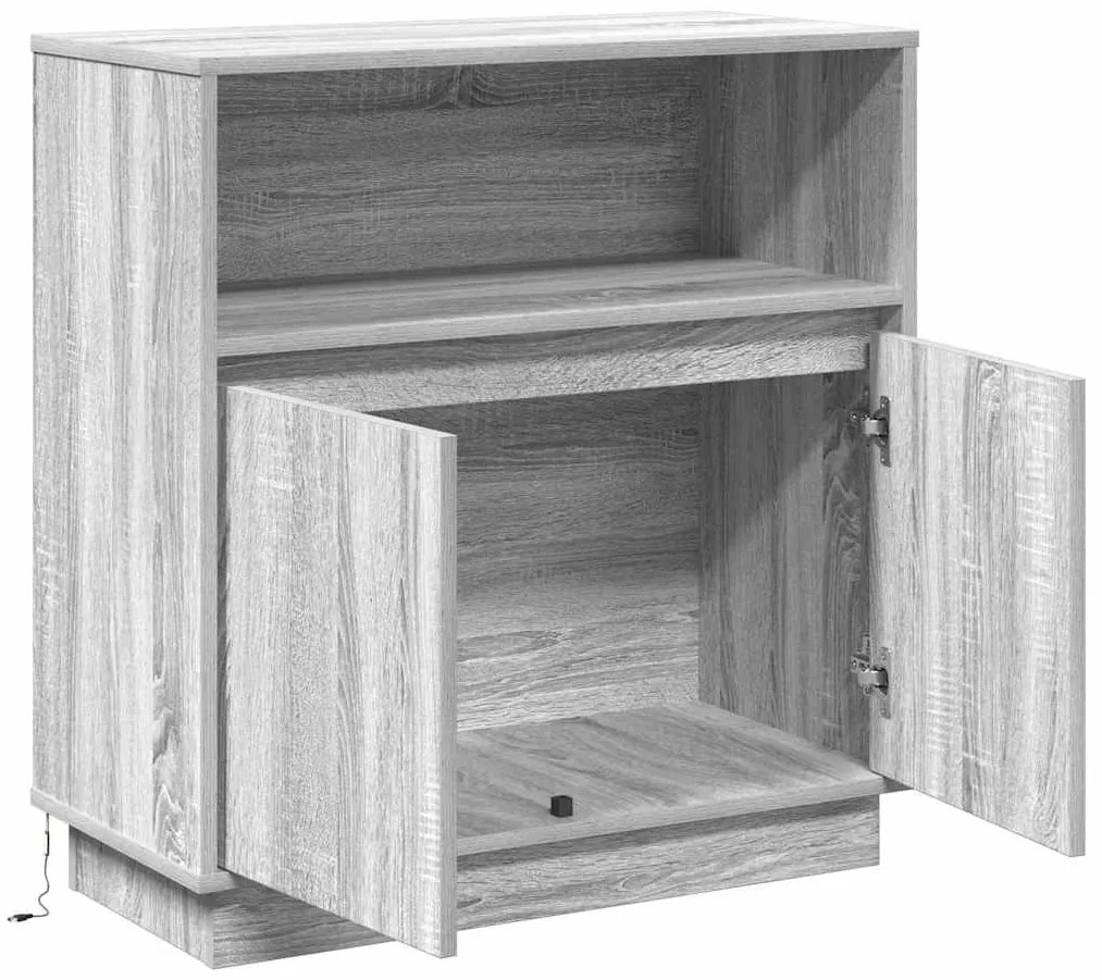 Sideboard com LED Cinza Sonoma 71x34,5x75 cm Madeira Engenharia
