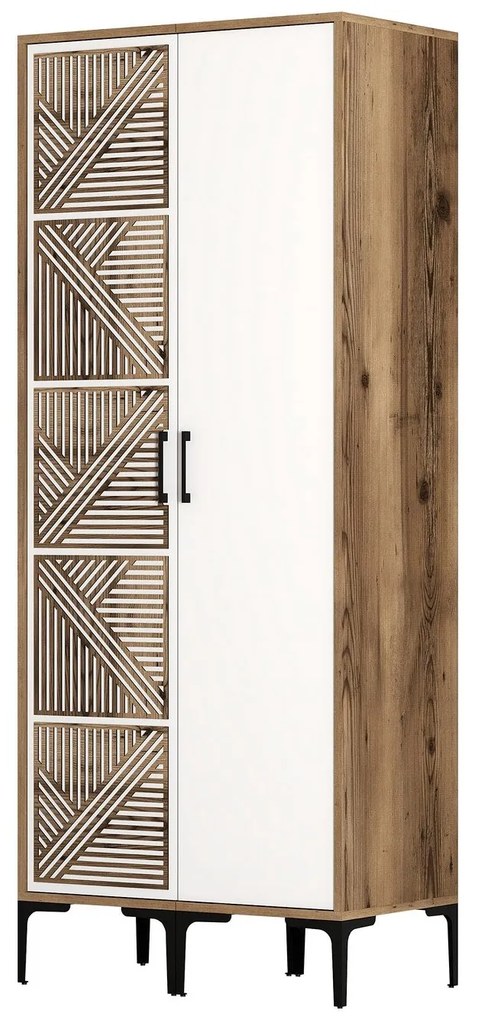 Guarda-roupa Kumsal PS – Nogueira e Branco – 80x47,5x201,4 cm