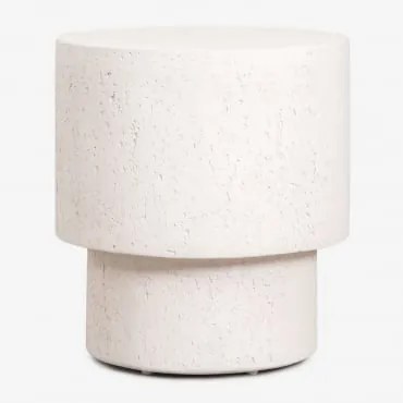 Mesa De Cabeceira Ø45 Cm Em Cimento Selara Branco - Sklum
