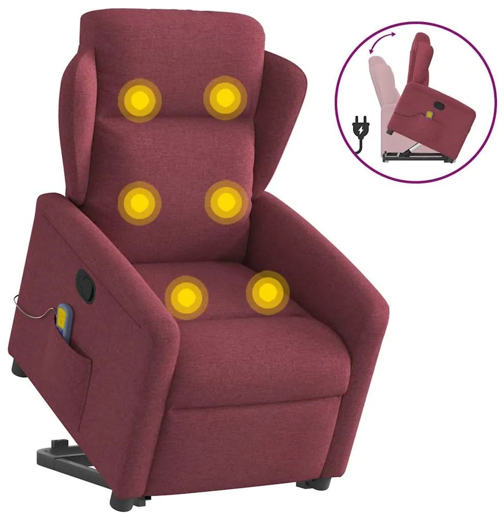 Poltrona de massagens reclin. elevatória tecido vermelho tinto