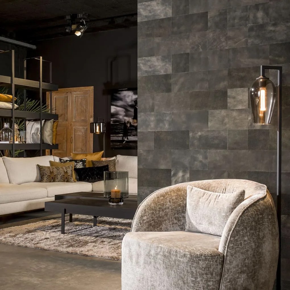 440932 WallArt Ladrilhos de couro Bonham preto 2 tons 32 pcs