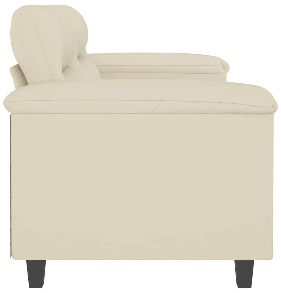 Sofá de 2 lugares 120 cm couro artificial cor creme