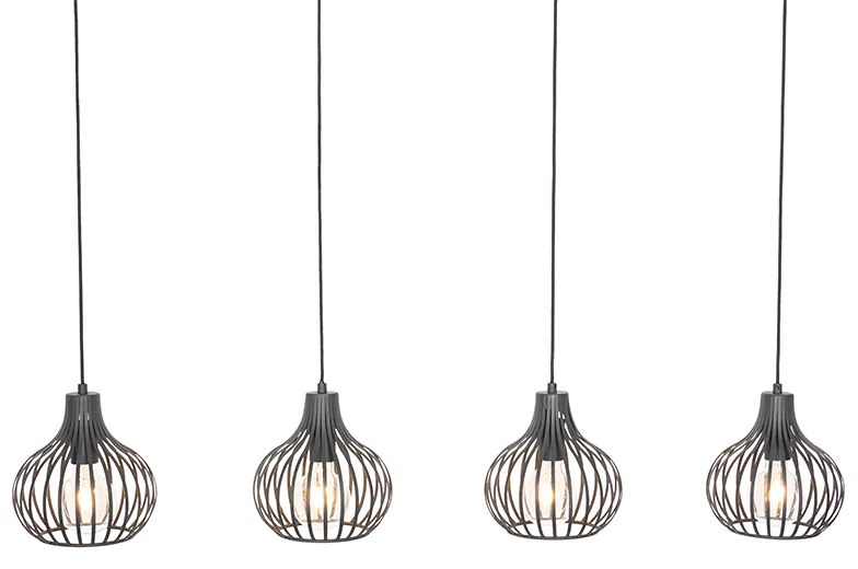 Candeeiro de suspensão moderno preto 4 luzes - Saffira