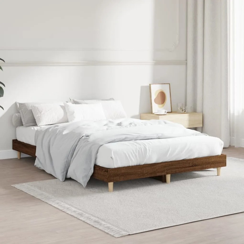 Estrutura cama s/ colchão derivados madeira carvalho castanho