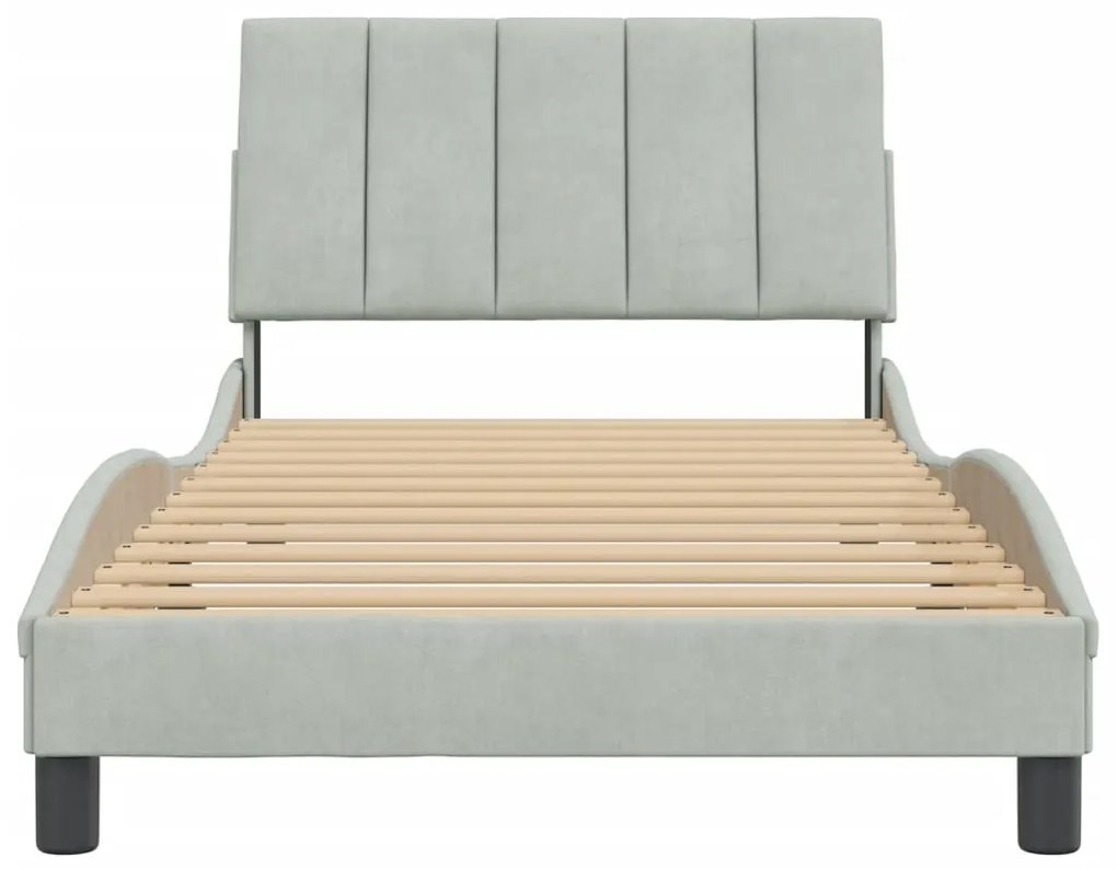 Estrutura de cama sem colchão 100x200 cm veludo cinzento-claro