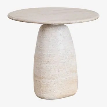 Mesa De Apoio Redonda Em Cimento Look Travertino Grebik B - Sklum