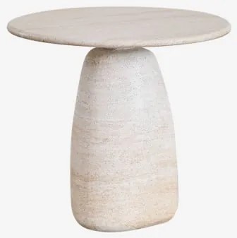 Mesa De Apoio Redonda Em Cimento Look Travertino Grebik Ø60 Cm - Sklum