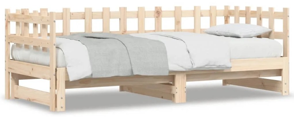 vidaXL Sofá-cama de puxar 2x(90x200) cm madeira de pinho maciça