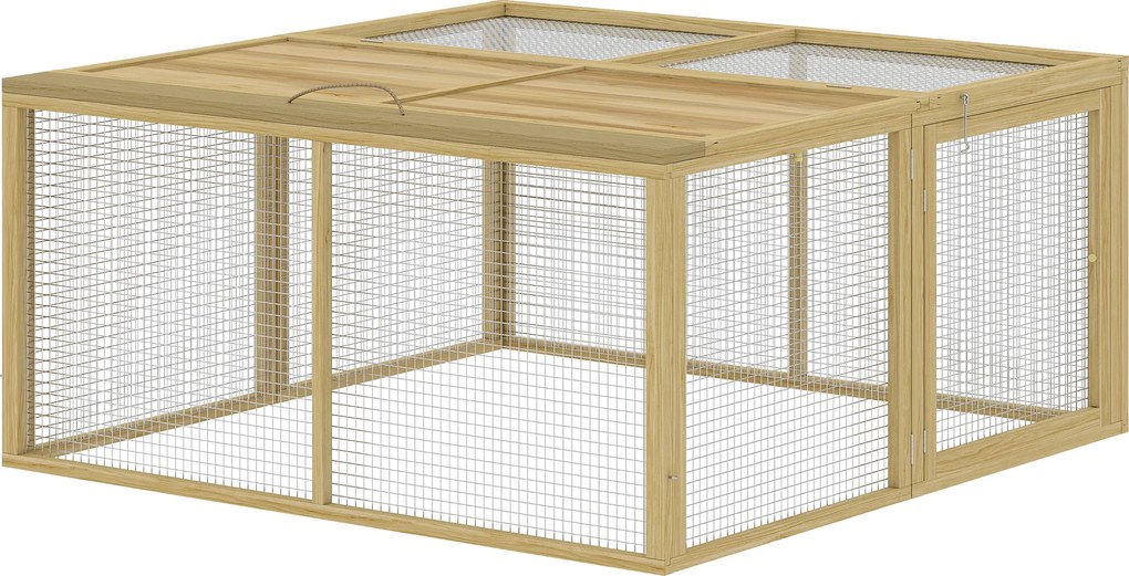 Parque Dobrável para Coelhos, 120 x 120 x 57 cm, Teto de Abertura Total, Cinzento