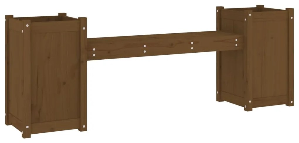 Banco c/ vasos 180x36x63cm madeira de pinho maciça castanho-mel