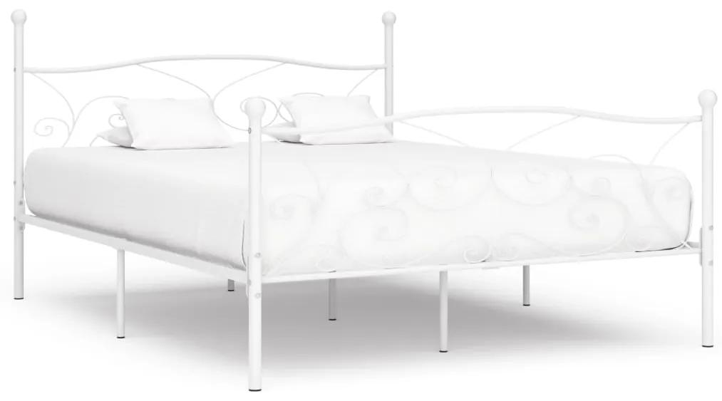 Estrutura de cama com estrado de ripas 180x200 cm metal branco