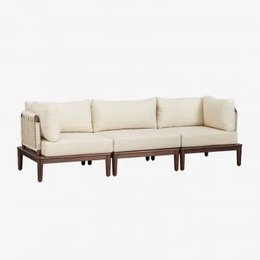 Sofá De Jardim Modular Giulia De 3 Peças Com 2 Poltronas De Canto Em Acácia Crema - Sklum