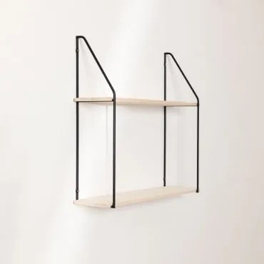 Estante De Parede ↔︎ 65 Cm Em Madeira E Aço Arison Estante De 2 Prateleiras - Sklum