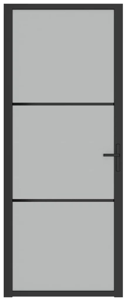 Porta interior 83x201,5 cm vidro fosco e alumínio preto