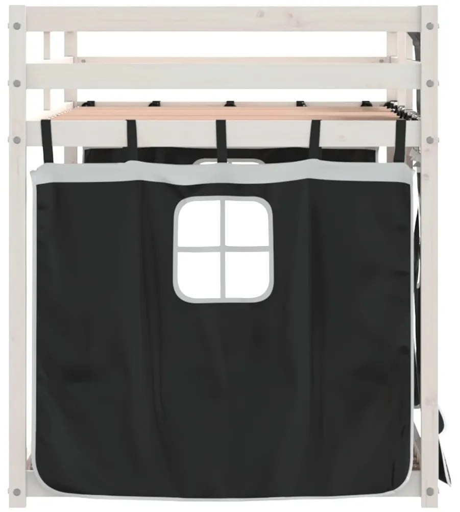 Beliche com cortinas 80x200 cm pinho maciço branco e preto