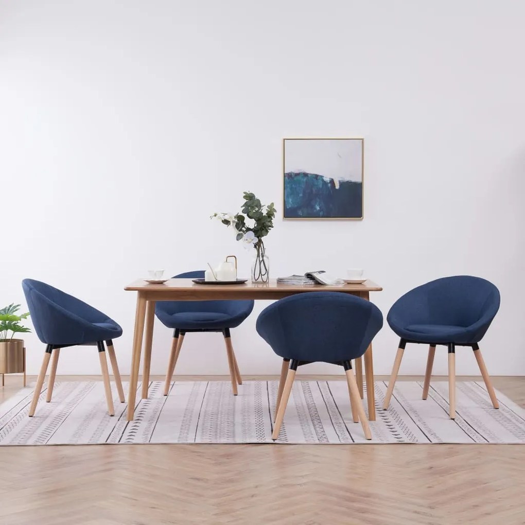 vidaXL Cadeiras de jantar 4 pcs tecido azul