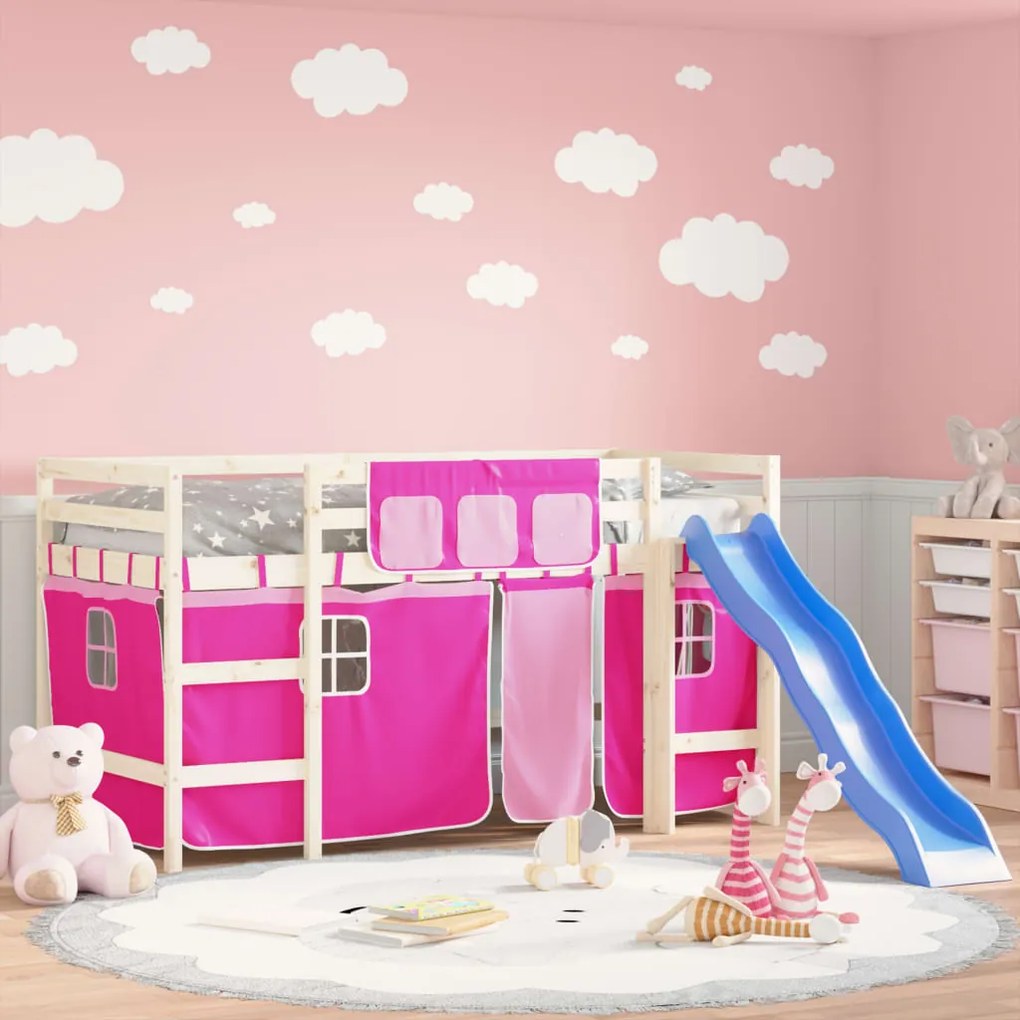 vidaXL Cortinas para cama elevada poliéster rosa