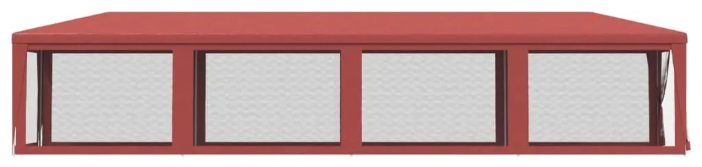 319250 vidaXL Party Tent with 10 Mesh Sidewalls Red 3x12 m HDPE