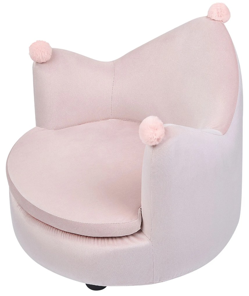 Poltrona para crianças com forma de coroa em veludo rosa VEGA Beliani