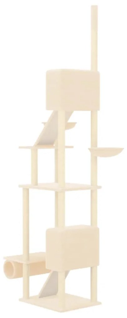 Árvore p/ gatos altura ajustável chão ao teto 277-303 cm creme