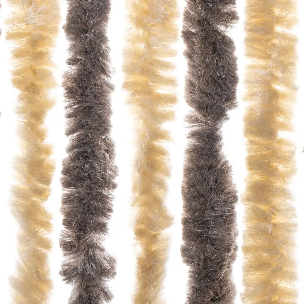 Cortina anti-insetos 118x220 cm chenille castanho-escuro e bege