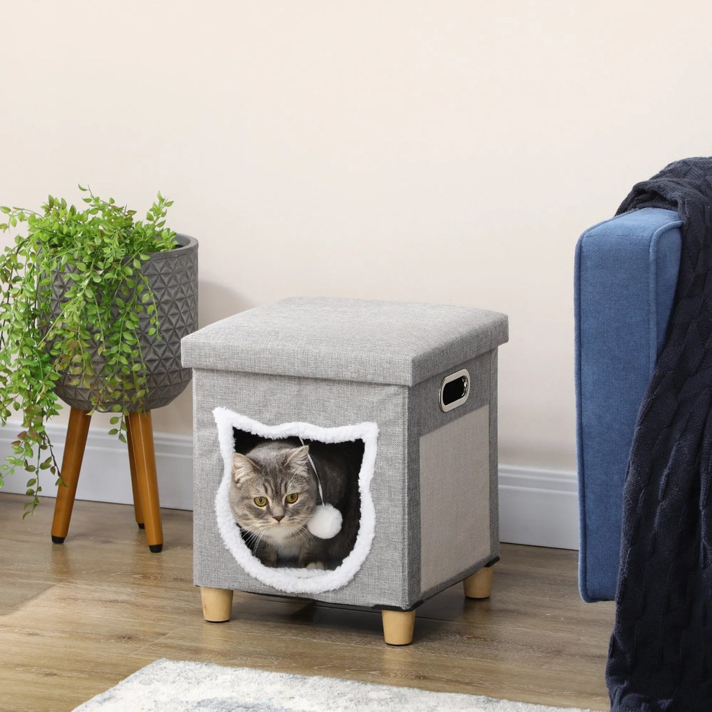 PawHut Cama Caverna para Gatos 2 em 1 Casa para Gatos Interior Tipo Ap