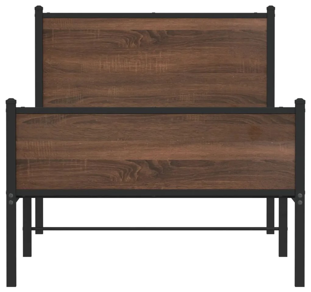 Estrutura de cama sem colchão 90x190 cm metal carvalho castanho