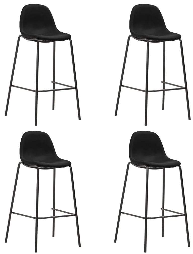 Cadeiras de bar 4 pcs tecido preto